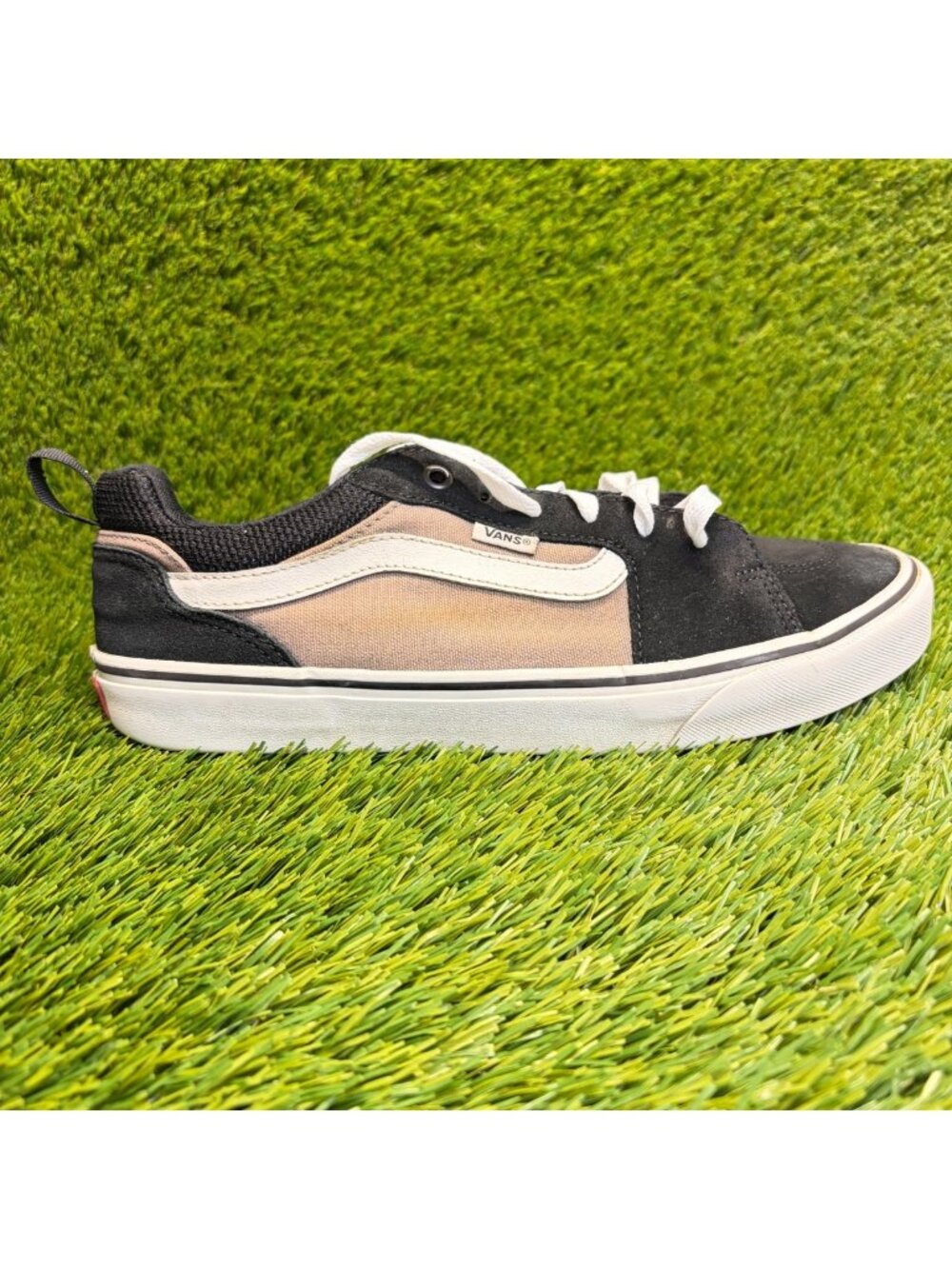 Vans Filmore Mens Size 9.5 Black Beige White Athletic Skateboard Shoes Sneakers